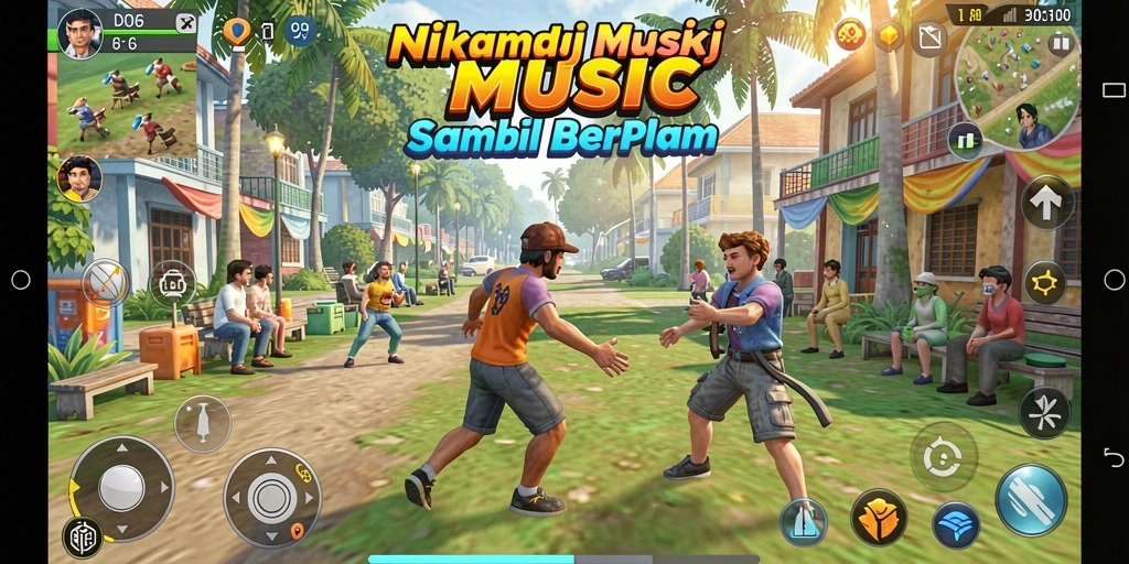 Screenshot gameplay D06 menampilkan tantangan musik yang menarik.