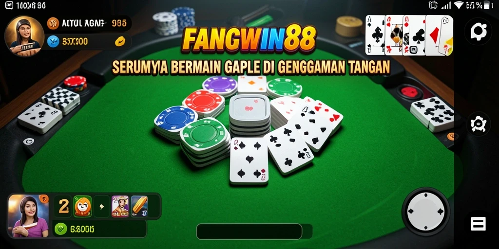 Screenshot FANGWIN88 menampilkan keseruan bermain Gaple dengan teman.