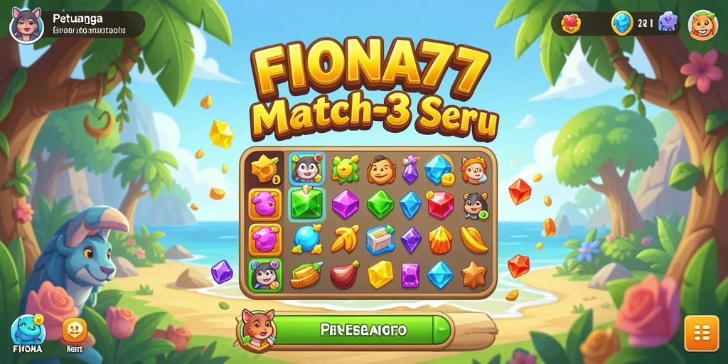 Tampilan gameplay <strong>FIONA77</strong> dengan aksi seru Match-3.