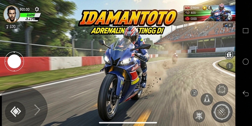 Tampilan gameplay balapan motor yang mendebarkan dari IDAMANTOTO.