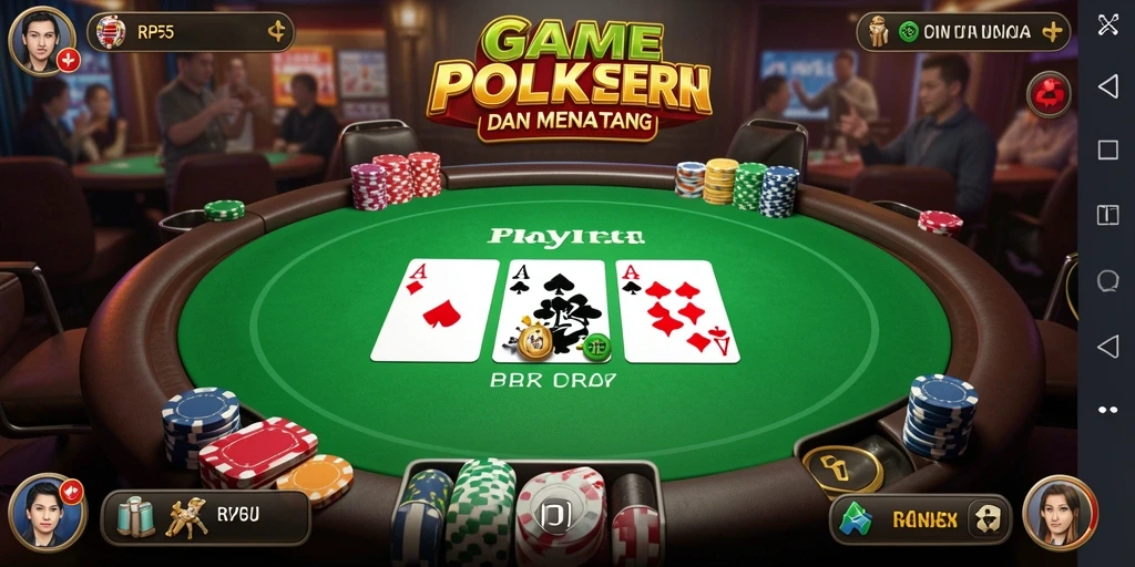 Tangkapan layar RP55 menampilkan gameplay Poker yang seru dan mendebarkan.