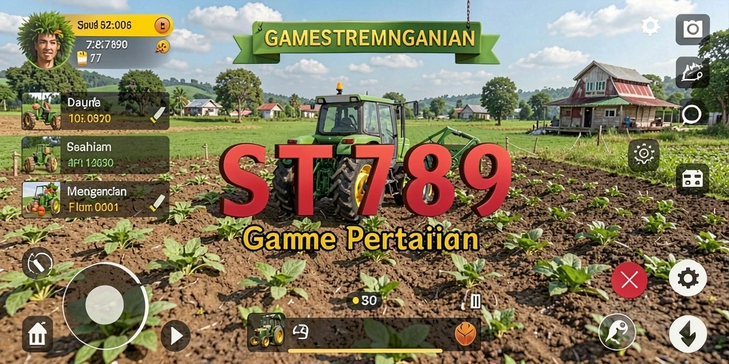 Tampilan gameplay ST789 dengan berbagai aktivitas pertanian yang seru.