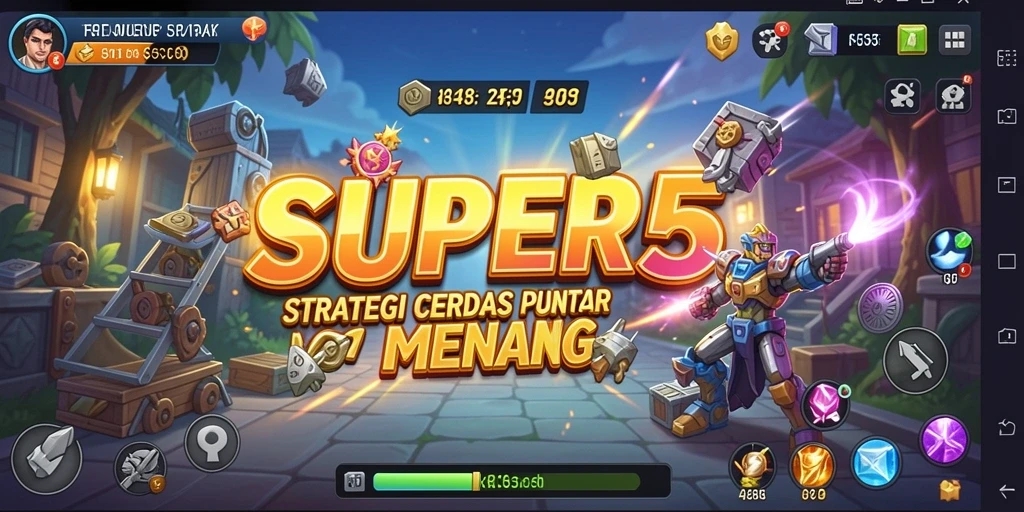 Screenshot gameplay SUPER5 yang menunjukkan aksi strategi yang mendebarkan.