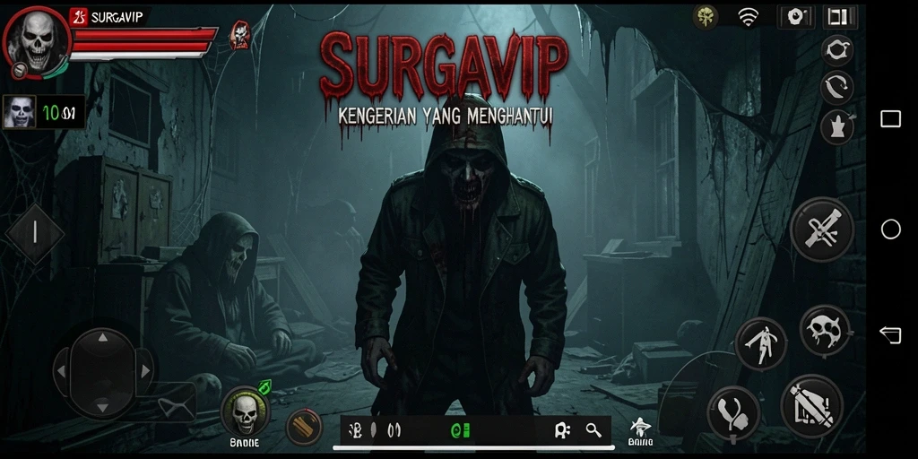 Tampilan gameplay SURGAVIP yang mencekam dan menakutkan.
